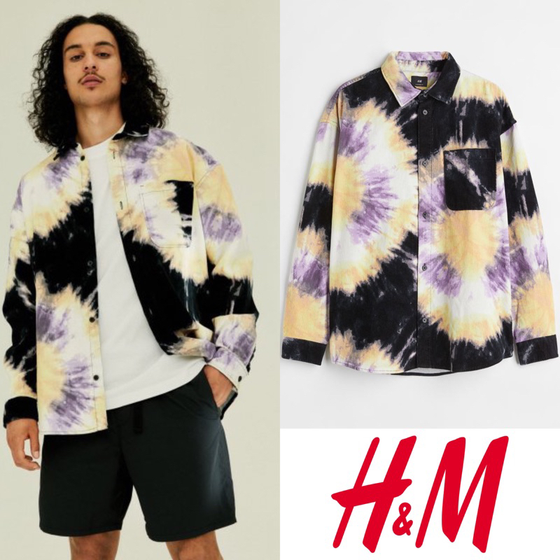h&m hnm hm tie dye corduroy shirt kemeja unisex cewe cowo