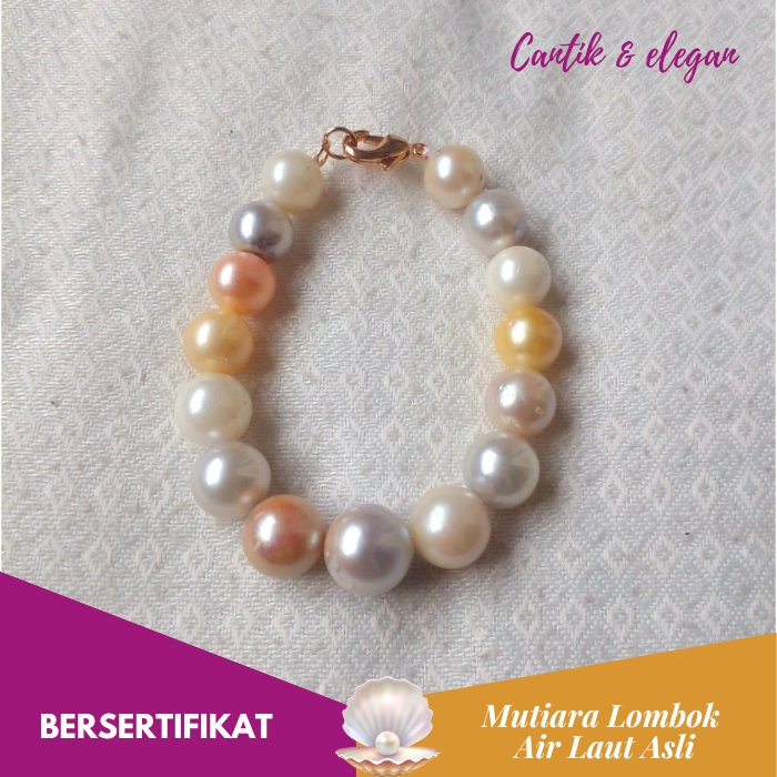 Gelang Mutiara Lombok Asli Air Laut Bersertifikat Ori GLMLS009