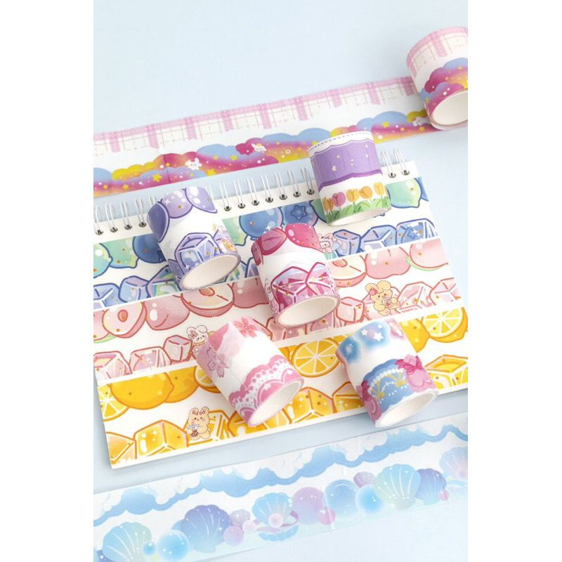 12in1 Washi Tape Stiker Pinggiran Buku Hiasan Jurnal Sticker Aesthetic