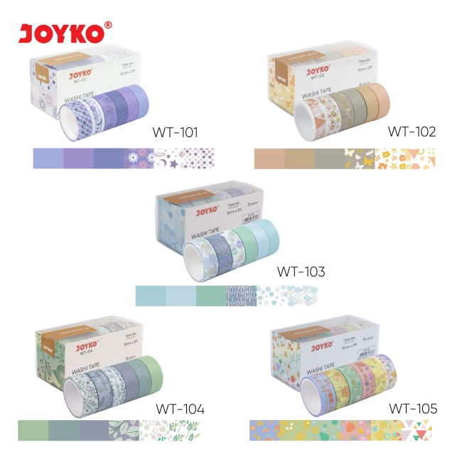 

Pita Perekat / Selotip Kertas Warna / Washi Tape WT-102 (15mm x 3M) JOYKO ( SET)