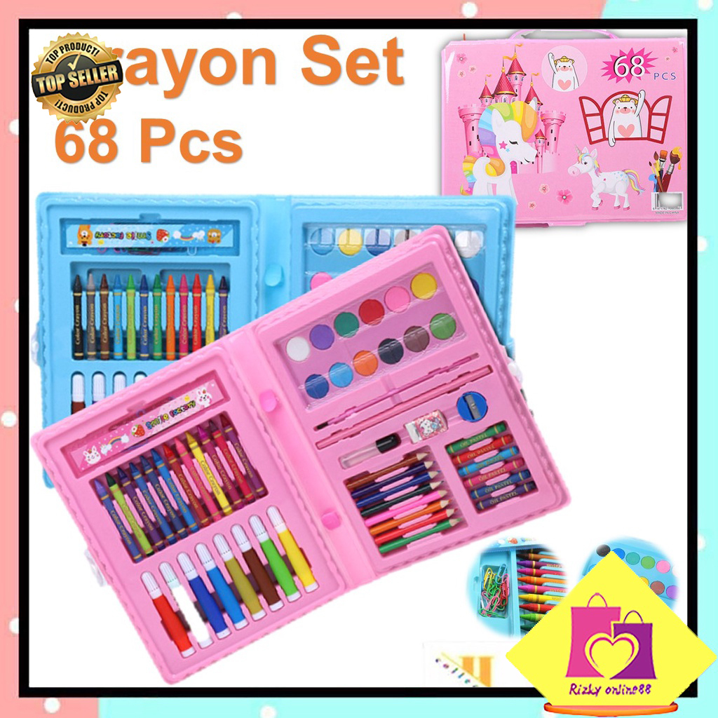 

Rizkyonline88 Carayon Set 68pcs / Krayon Mewarnai Anak 68pcs / Pensil Warna Set 68pcs COD STY12