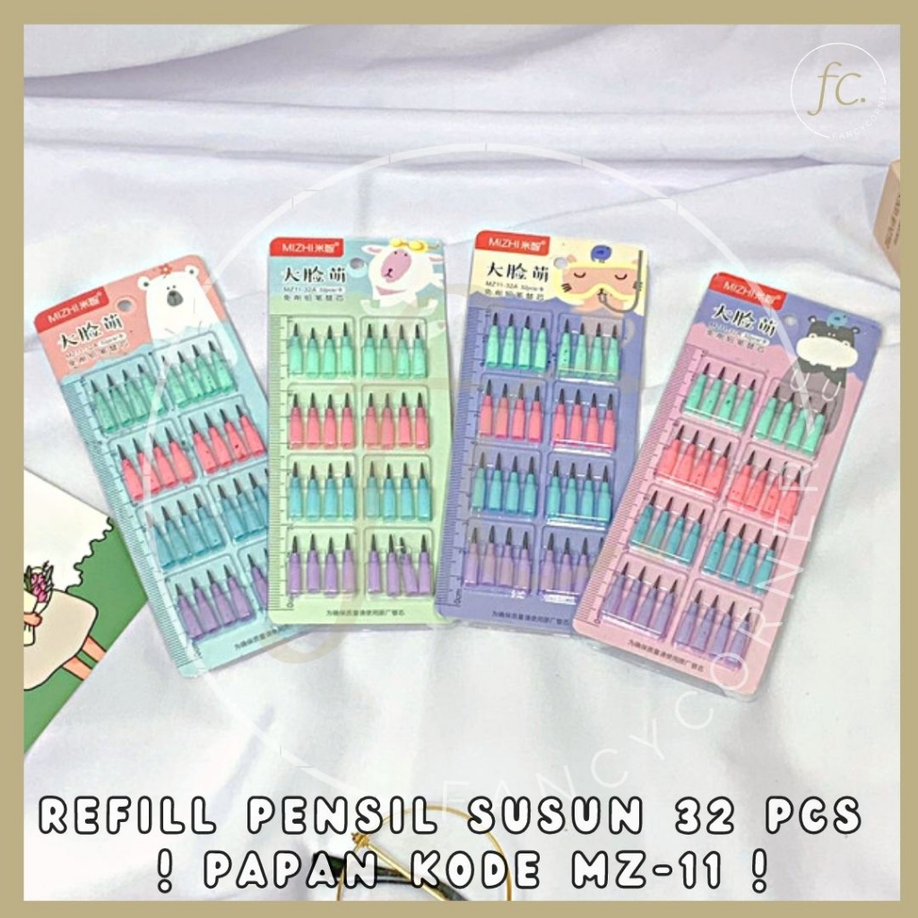 

Isi Refill Pensil Susun Ulang / Pelor / Peluru 1 Pack isi 32 pcs Papan MZ-11 MIZHI / Set Penggaris Kertas Warna Pink Tosca Hijau Ungu Alat Tulis Sekolah Anak Harga Grosir Ready COD