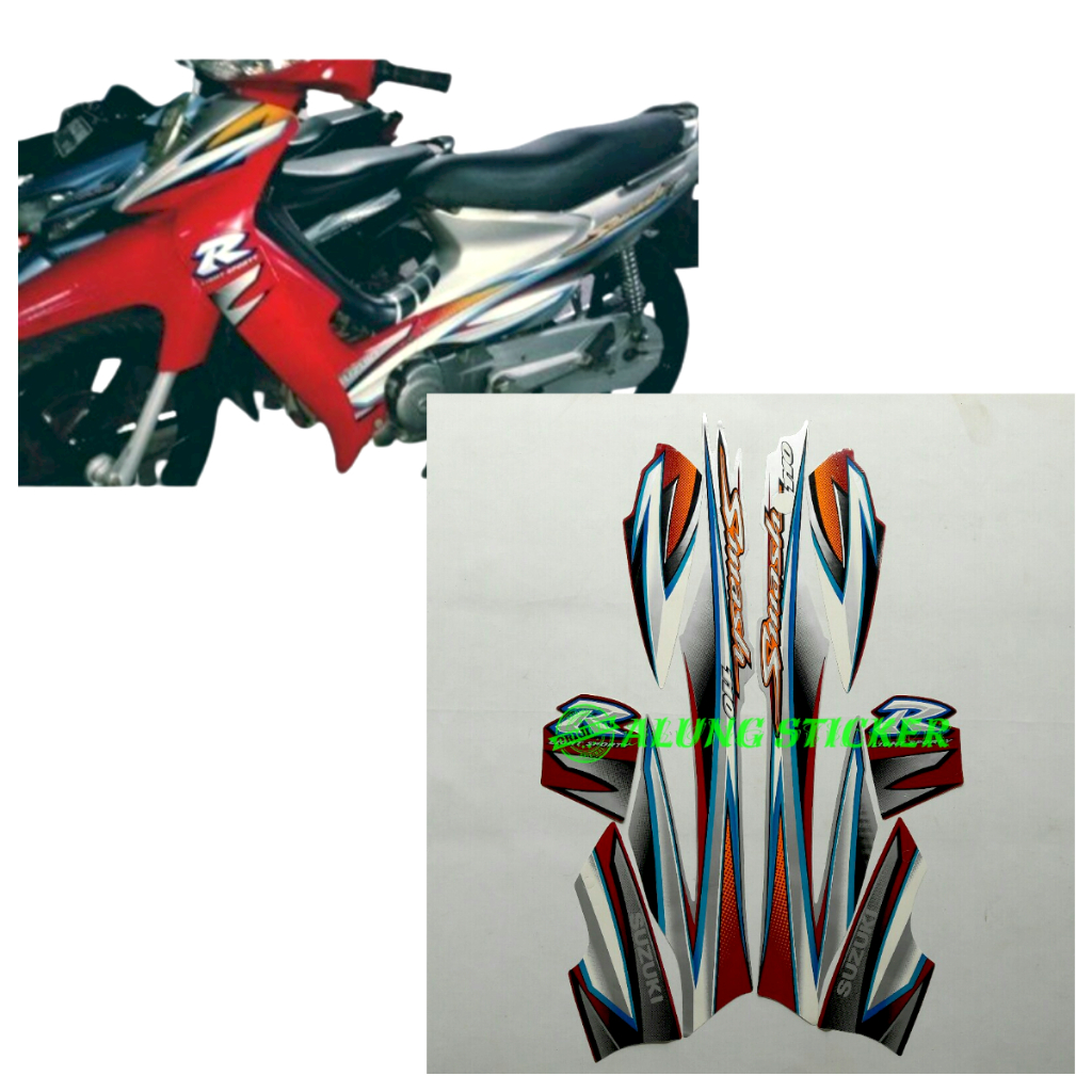 STIKER STRIPING LIS LES BODY MOTOR SMASH 110R 2005 SILVER-MERAH