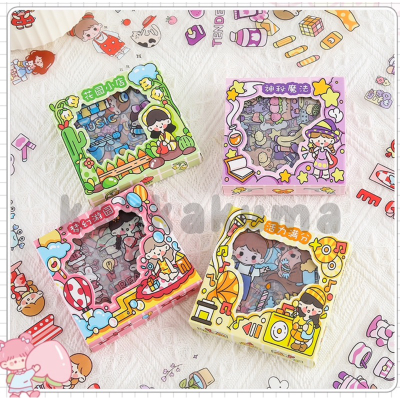 

( KKM ) MOMO SOUL Dream Sticker Mini Box isi 100 Lembar Set Stiker Waterproof Karakter Korea Aesthetic PET