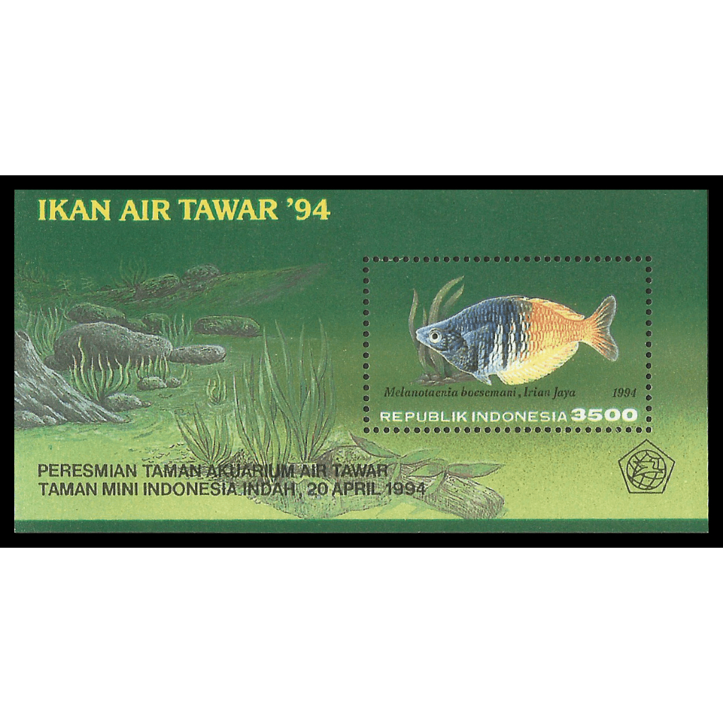 

Souvenir Sheet Prangko Perangko Indonesia Seri Ikan Hias Air Tawar 1994 SS-109 Kondisi Mint