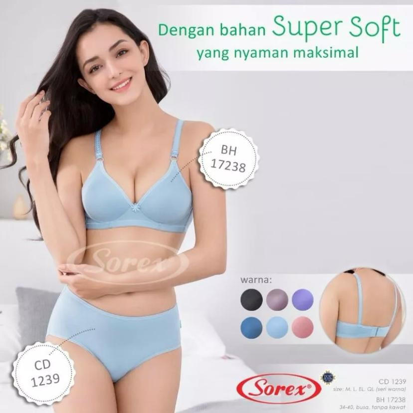 SOREX Bra Set Busa Tanpa Kawat Cup A (CD+BH) BH Set Sorex Supersoft Murah Nyaman