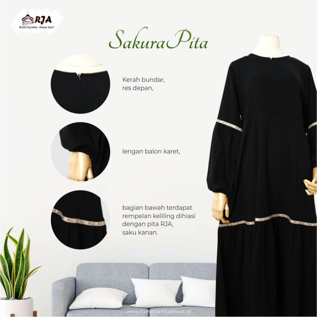 GAMIS JETBLACK GAMIS HITAM DRESS HITAM DRESS JETBLACK (SAKURA PITA)