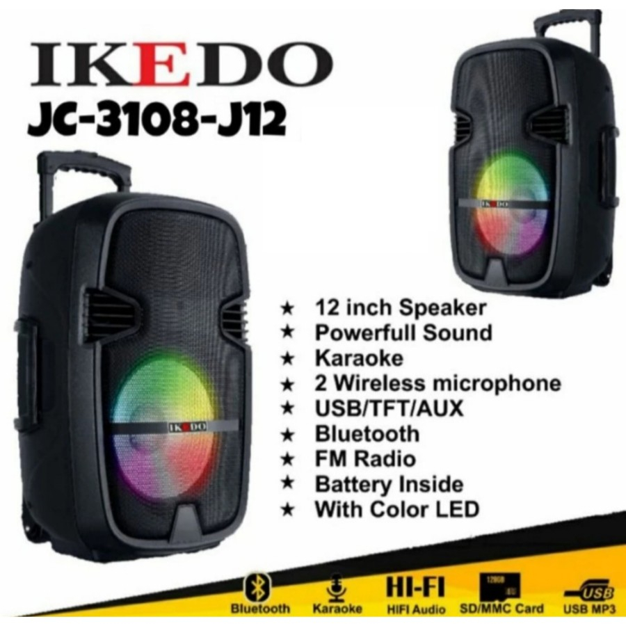 SPEAKER AKTIF IKEDO BLUETOOTH PORTABLE JC-3018-J12 -J15 ACTIVE SPEAKER - Speaker J12