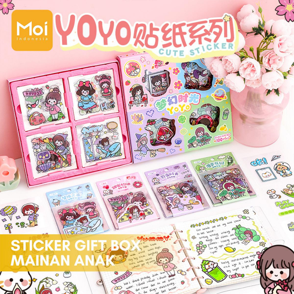 Moi Momo Stiker Model Terbaru PVC Waterproof Motif Kartun