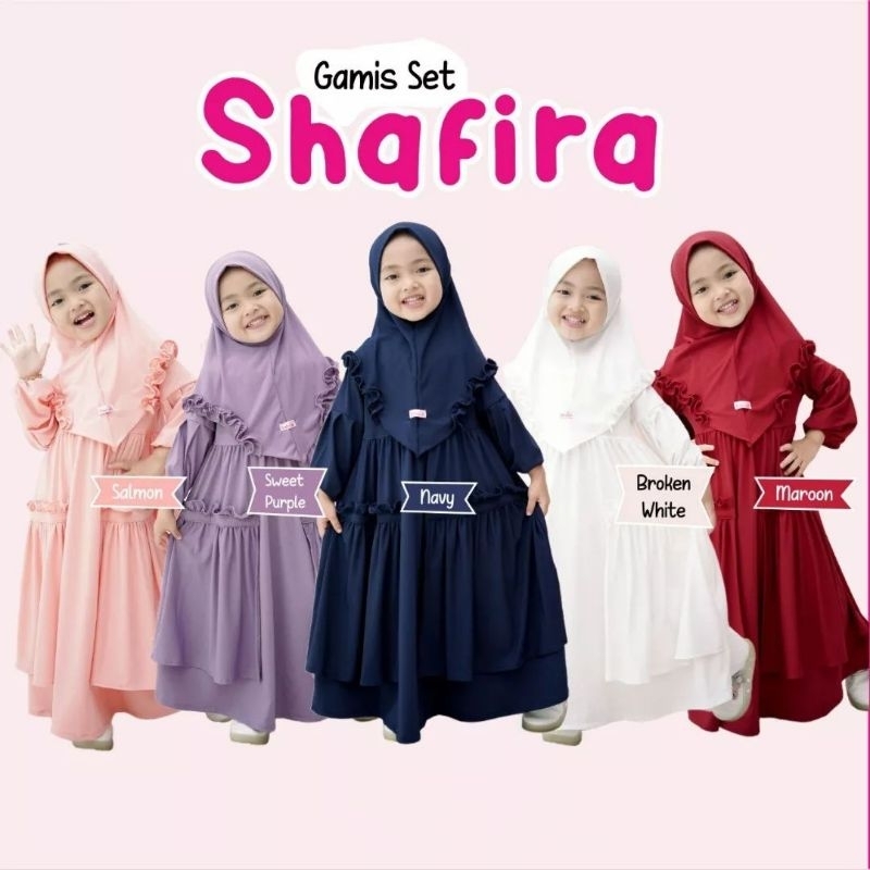 SHAFIRA SYARI KIDS USIA 2 - 7 TAHUN S M L XL/ZALIKA SYARI GAMIS ANAK JERSY PLUS HIJAB PREMIUM/BAJU M
