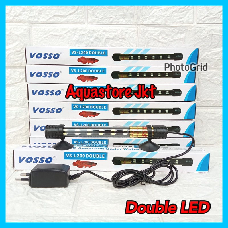 Xcamellyaa Lampu Aquarium Led Double Vosso 20Cm 30Cm 40Cm Lampu Celup Aquarium 20 Cm 30 Cm 40 Cm