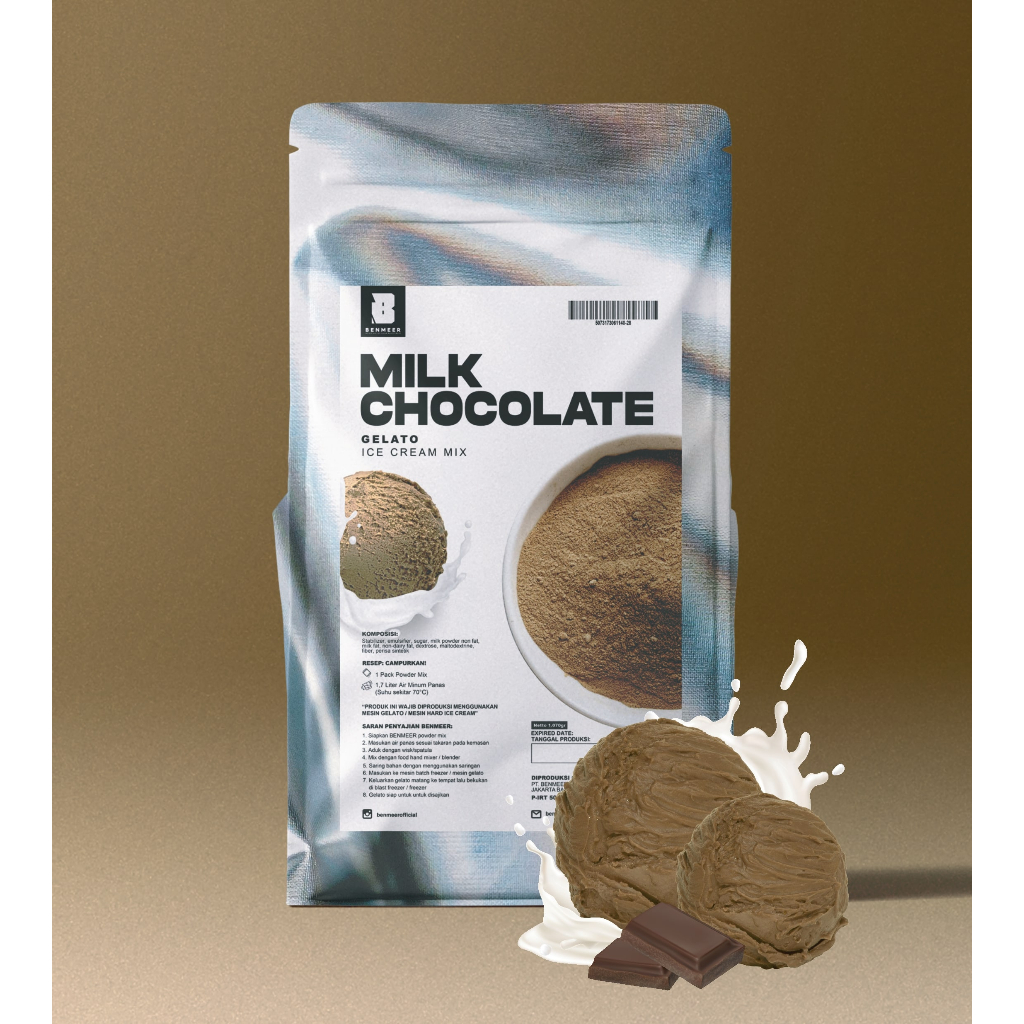 

BENMEER Milk Chocolate Bubuk Powder Gelato dan Hard Ice Cream Italian (Ice Cream Mix Instant)