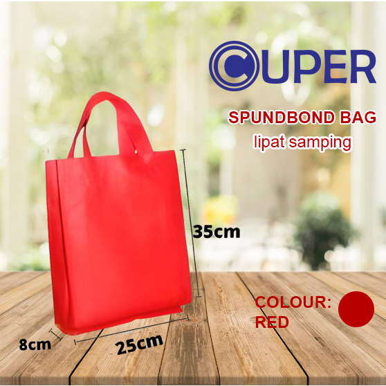 Tas Spunbond / Spunbond Bag / Goodie Bag Polos Lipat Samping ukuran 25x8x35