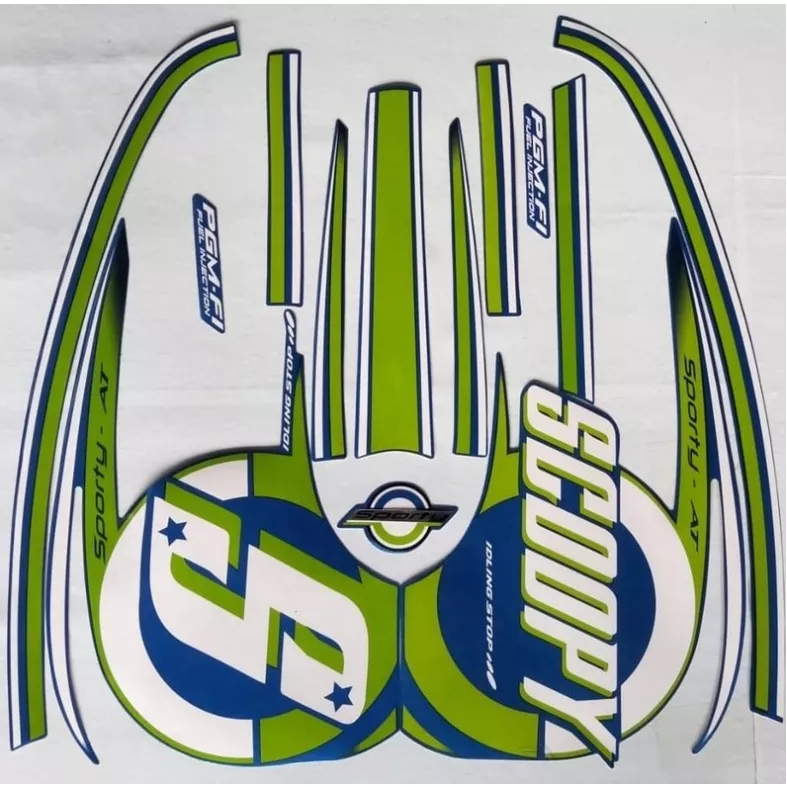 stiker striping honda scoopy sporty 2015 biru lis body original