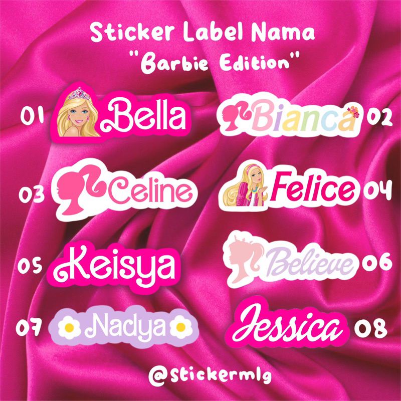 

STICKER LABEL NAMA BARBIE Edition custom
