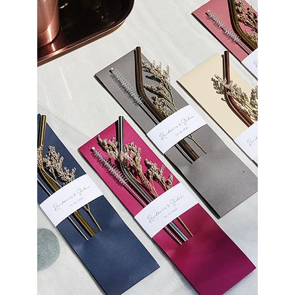 Souvenir Stainless Straw Bengkok / Sedotan Bengkok / Souvenir Nikah / Rustic / Souvenir Pernikahan /