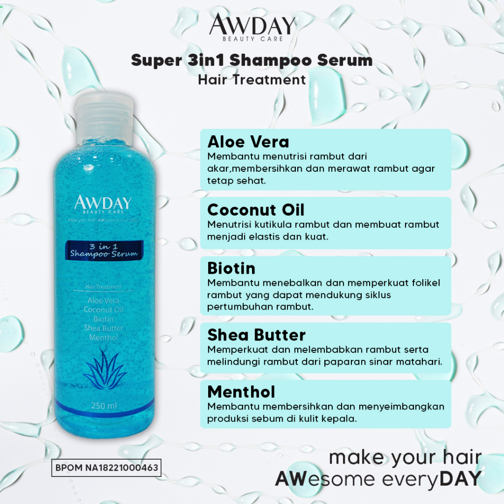 Awday 3in1 Shampoo Serum Hair Treatment