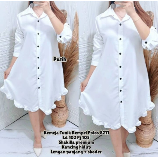 Cuci Gudang 30 Rban - Devina Kemeja Tunik Rempel Jumbo Kekinian/Atasan Wanita/ Kemeja Wanita/ Baju W