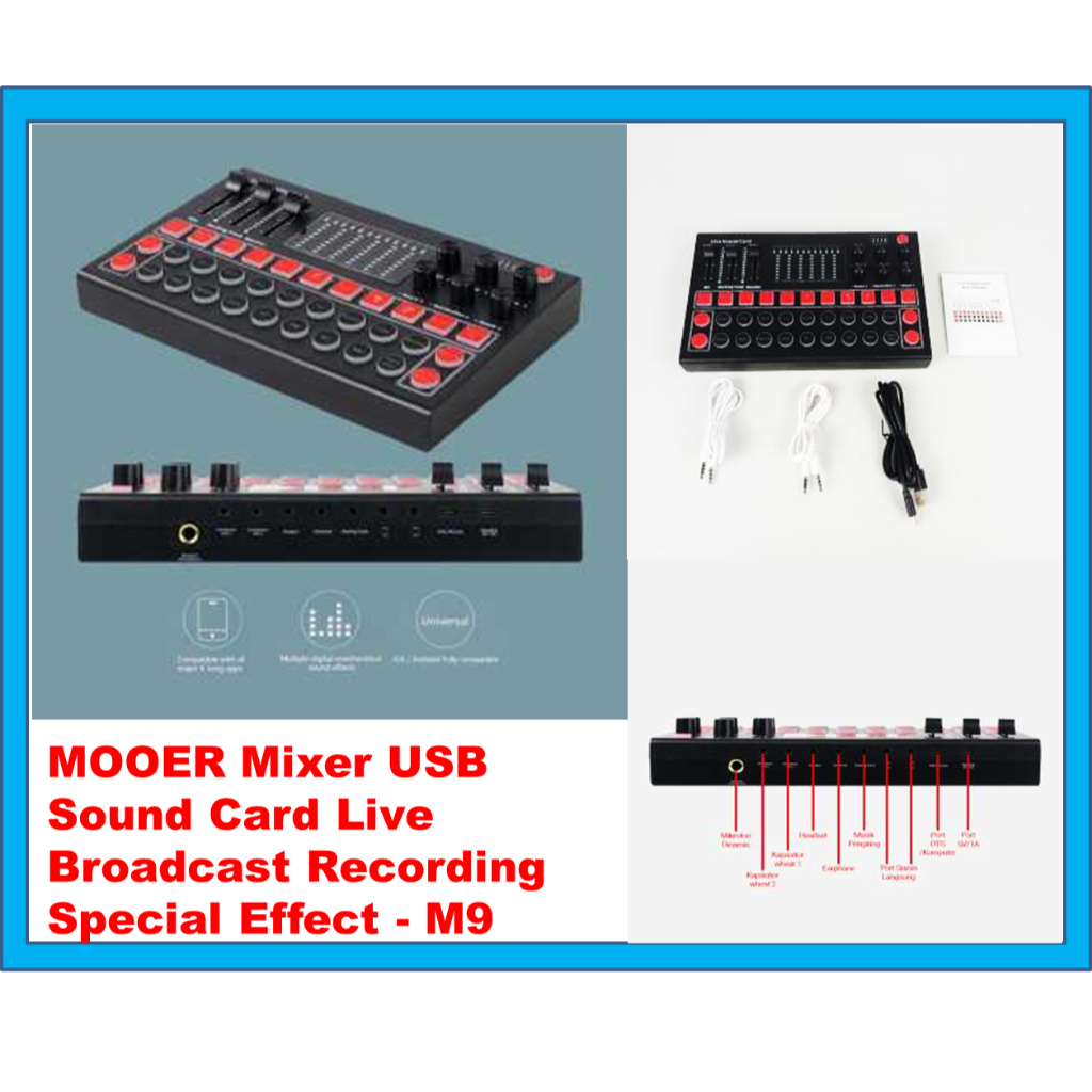 Soundcard M9 USB Sound Card Live Broadcast Recording  MOOER Mixer USB Sound Card Live Broadcast Reco