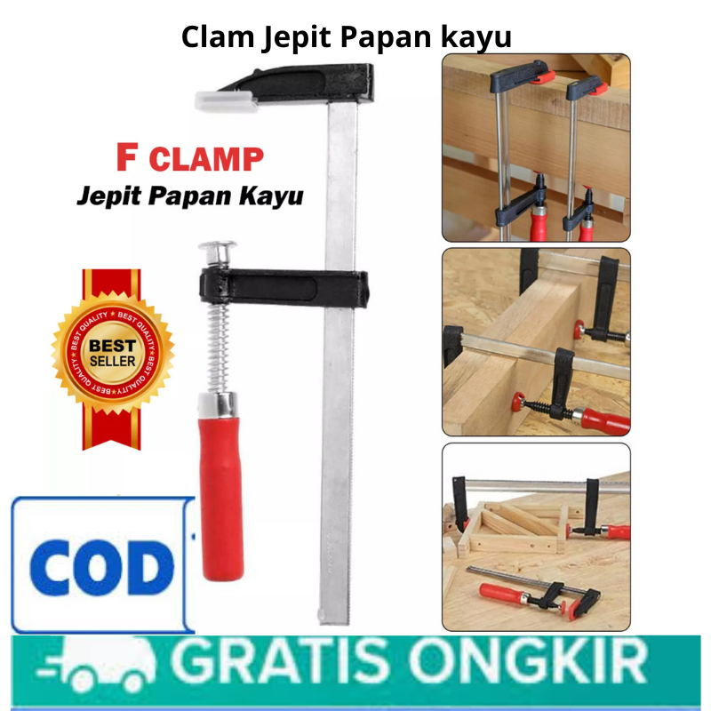 Klem Penjepit Papan Kayu Kaca Jepit F Clamp Alat Press Perkakas Tukang - Heavy Duty Catok Jepitan Cl
