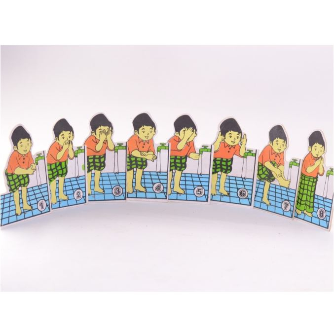 Mainan berdiri miniatur sholat, wudhu, rumah ibadah bahan kayu