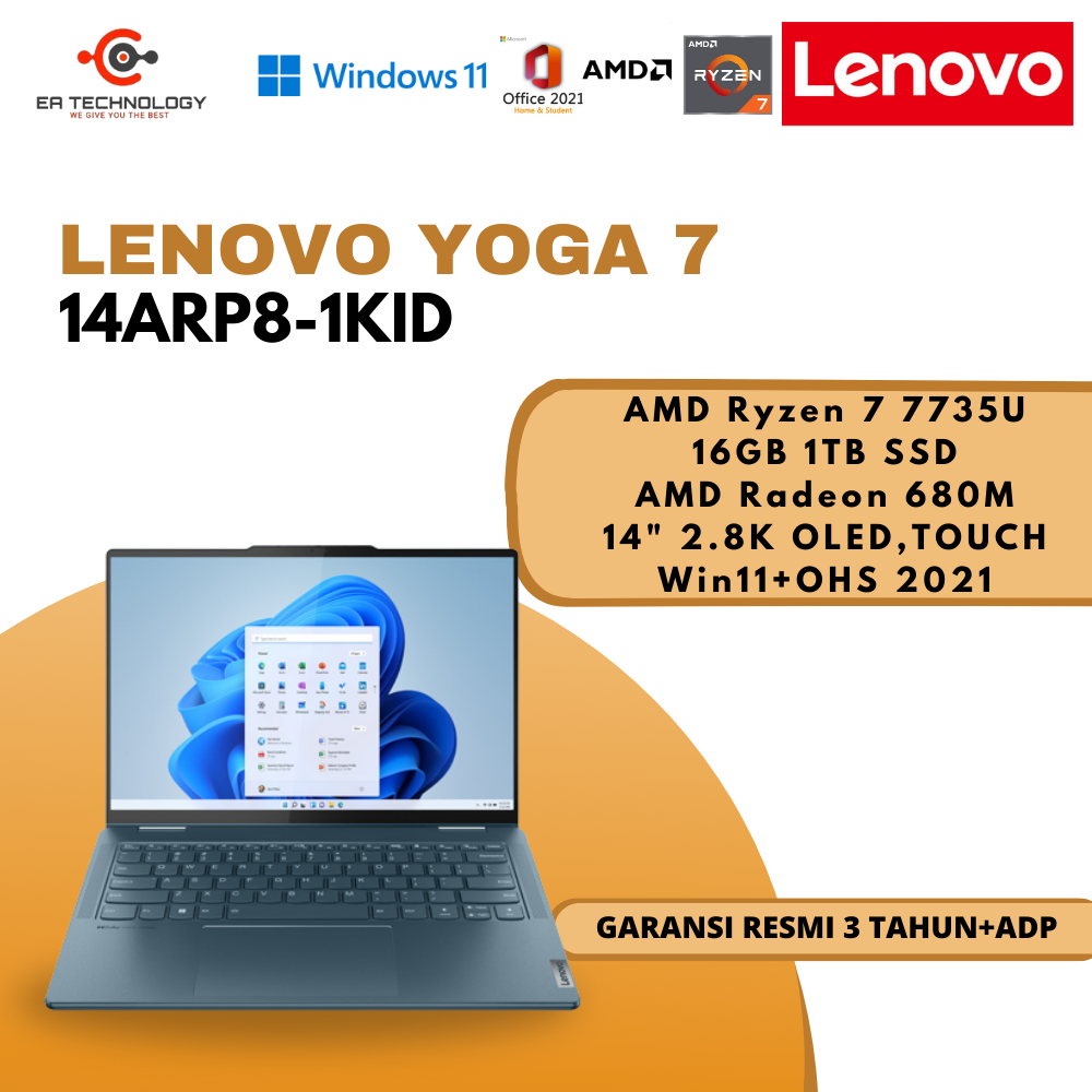 LENOVO YOGA 7 14ARP8-1KID Ryzen 7-7735U 16GB 1TB 2.8K OLED TS W11 OHS