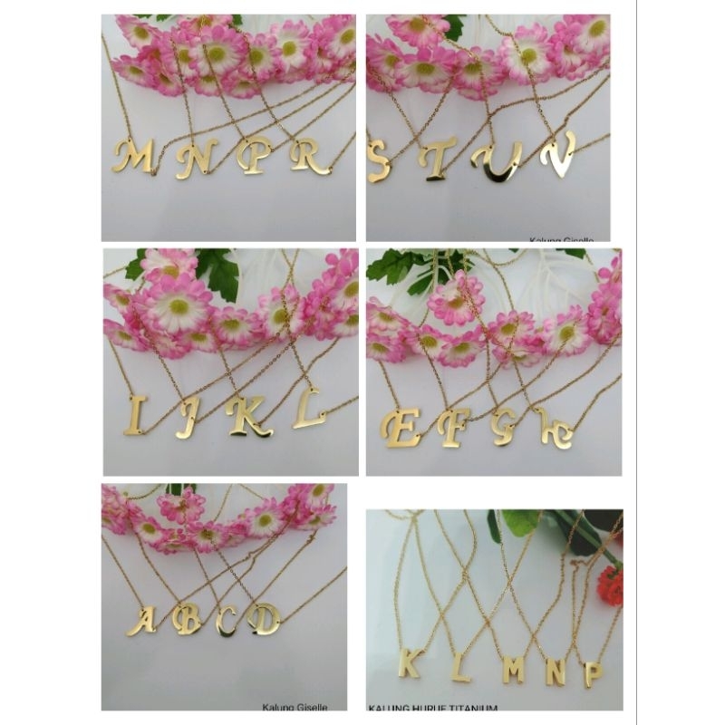 kalung titanium huruf inisial/kalung liontin huruf Nagita anti karat dan tidak luntur