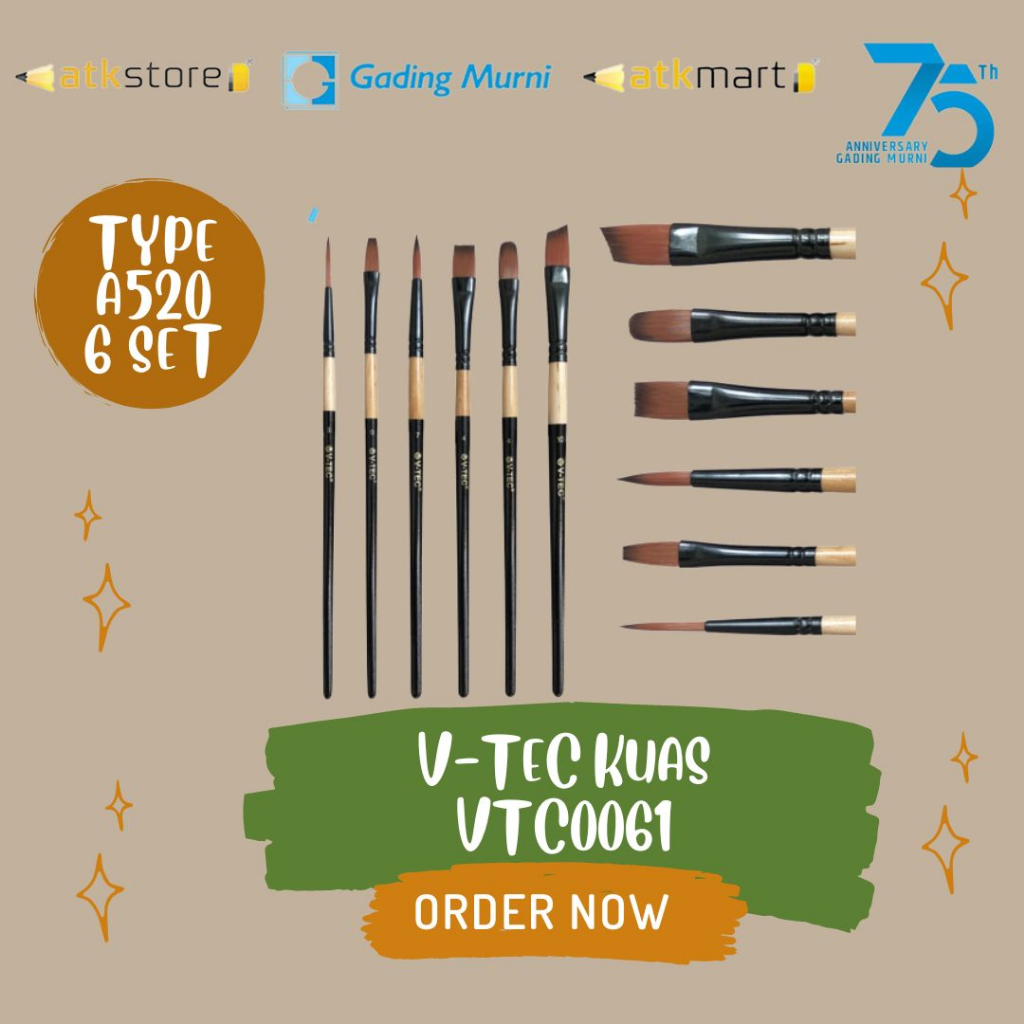 

V-tec Kuas Lukis Set Isi 6 Type A520