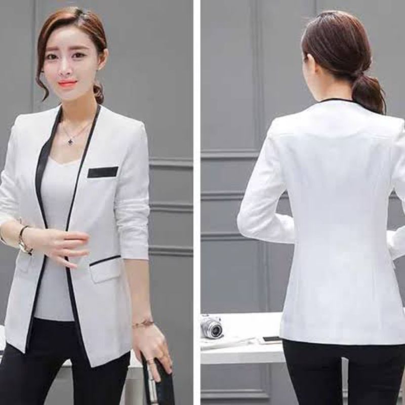 Jas blazer wanita warna putih - Jas kantoran wanita