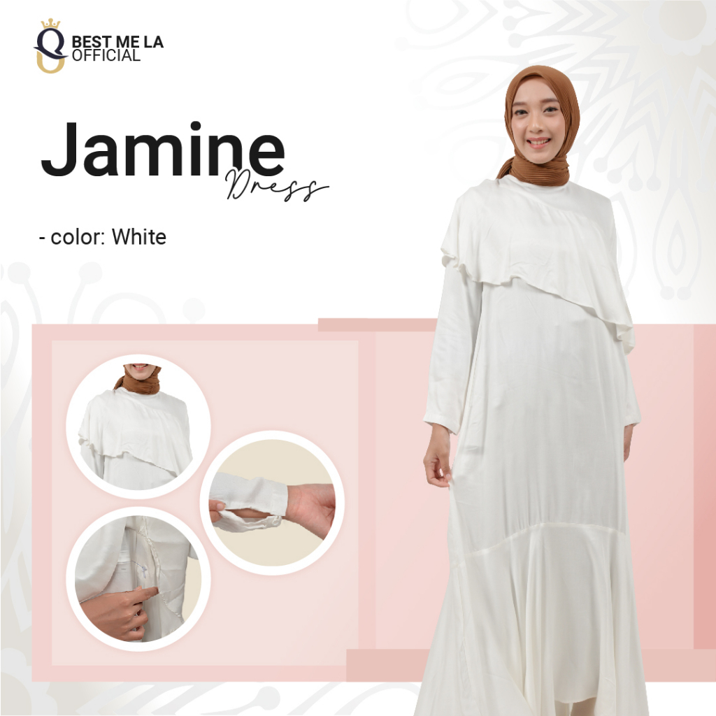 Dress Panjang Muslimah Dress Gamis Panjang Putih Gamis Jasmine gamis Rempel