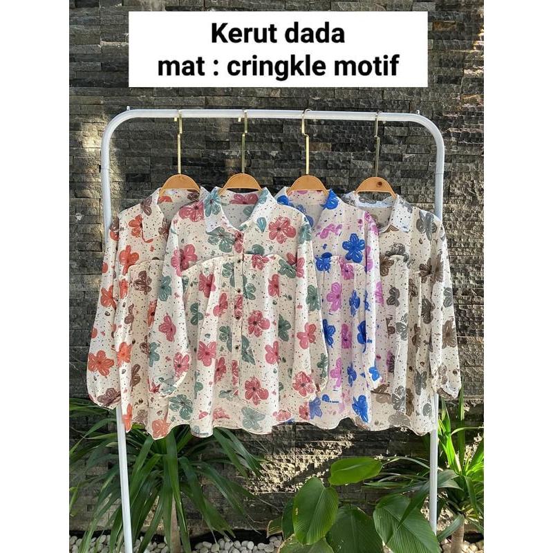 BLOUSE CRINKLE BUNGA RUFFLE