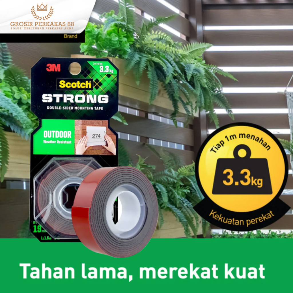 

Double Tape 3M Scotch Strong 1.5 Meter Perekat Isolasi Dobel Solatip Solasi Outdoor Serbaguna