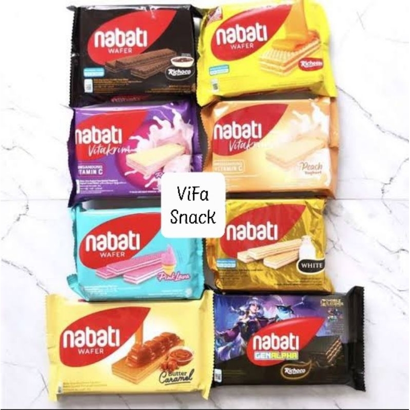 

Wafer Nabati 2000an 39gr Rasa Coklat Keju Pink Lava Caramel Vitakrim Rasberry Peach White