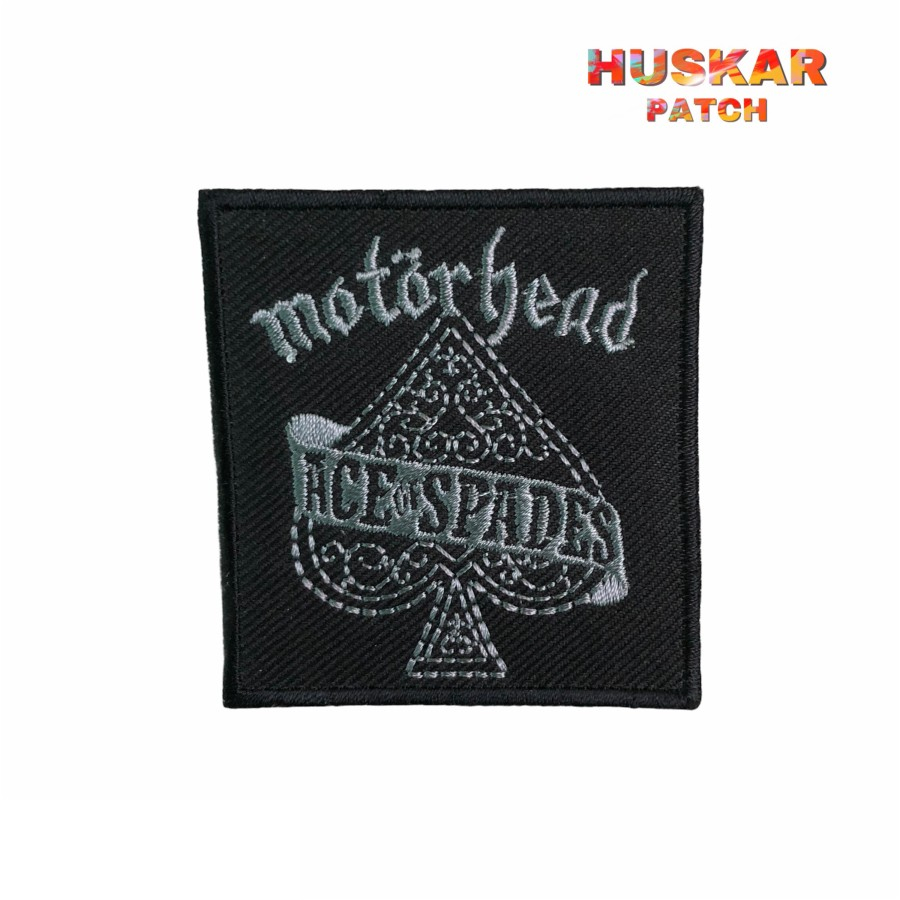 PATCH BORDIR / EMBLEM BORDIR JAHIT MOTORHEAD ACE SPADES GREY AKSESORIS EMBLEM MUSIK BAND METAL