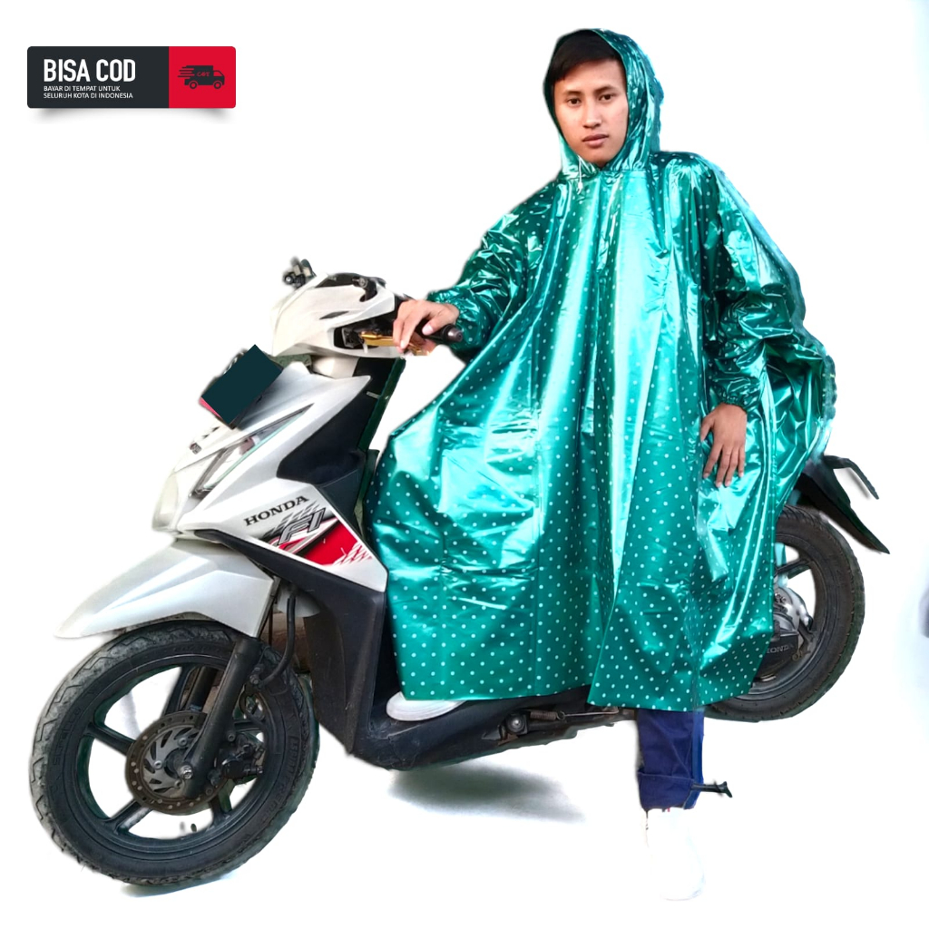 jas hujan polkadot Ponco lengan dewasa mantel kelelawar