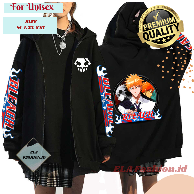 Ichigo Kurosaki - Jaket Resleting Anime BLEACH Zipper Jaket Kurosaki Ichigo Casual Jacket Waifu