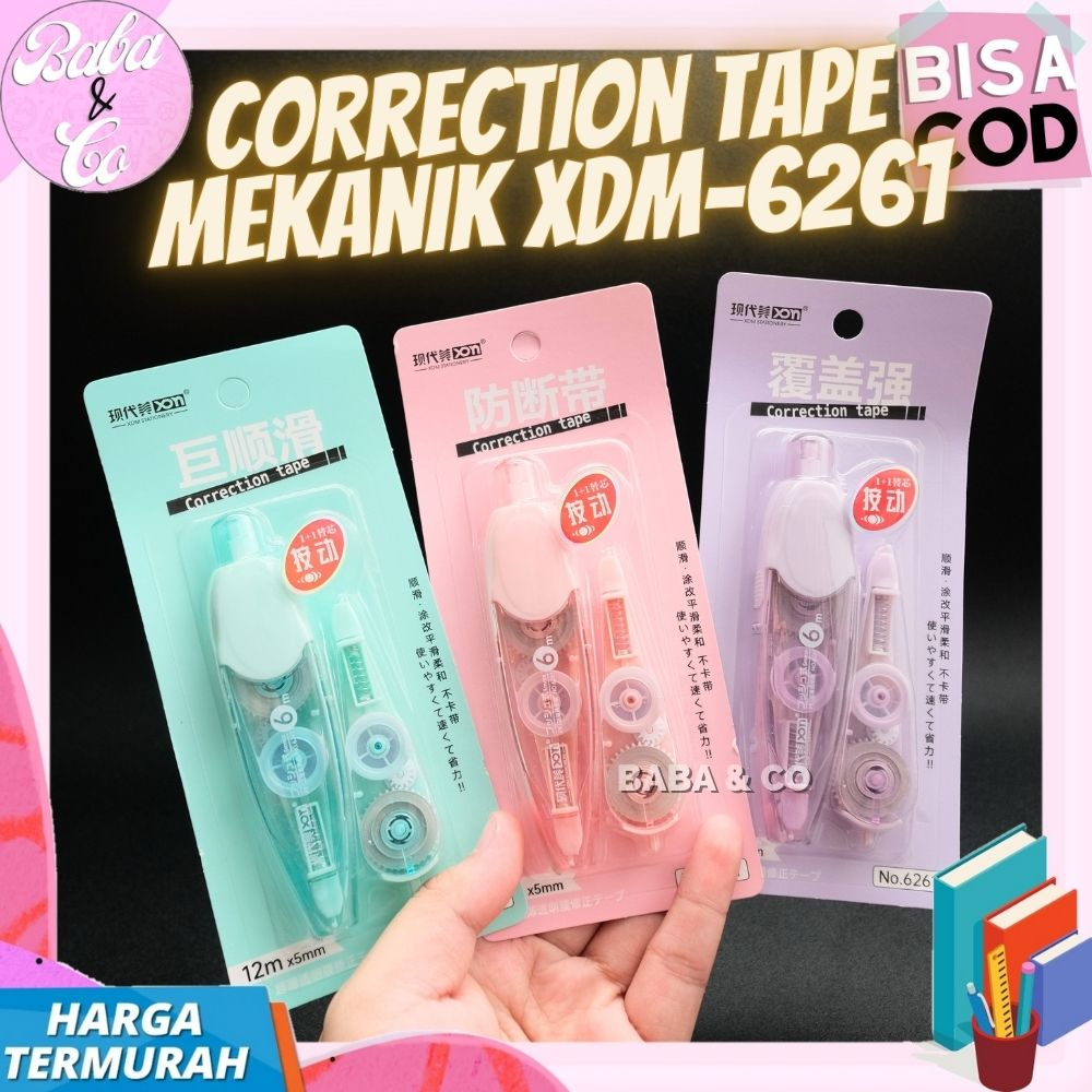 

CORRECTION TAPE CETEK MEKANIK TIP EX KERING XDM-6261 FREE REFILL COD TIP EX MURAH CORRECTION TAPE SET REFILL XDM 6261
