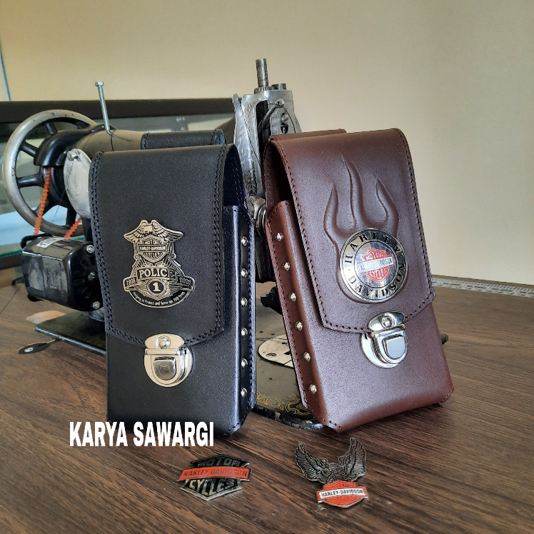 Dompet sarung Hp single logo harley kulit 100%