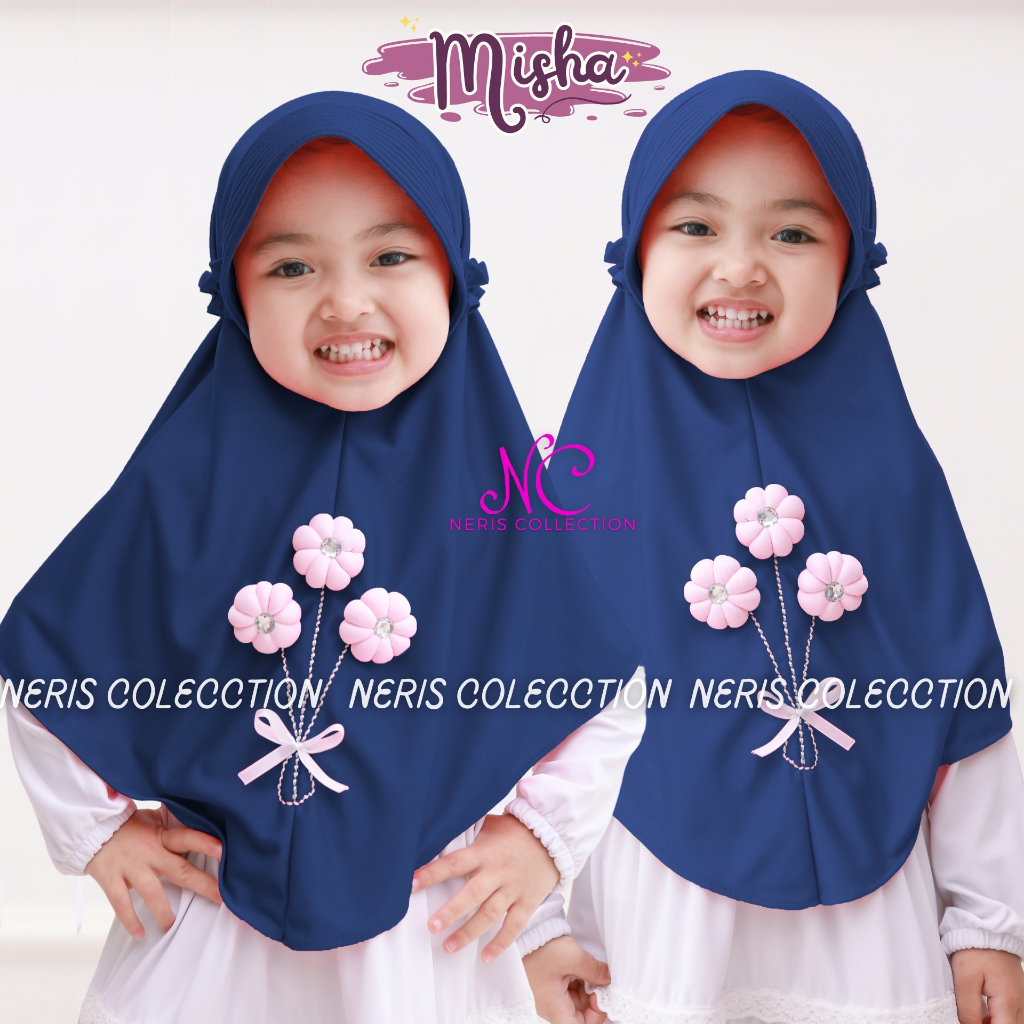 Hijab Sporty Anak Misha / Hijab Olahraga Muslim Anak / Bergo Sport Anak Karakter Flower / Jilbab Ola