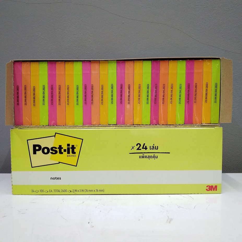 

Ay00! 3M Post It Super Sticky Notes 654-24ASST 1 box isi 24 pad