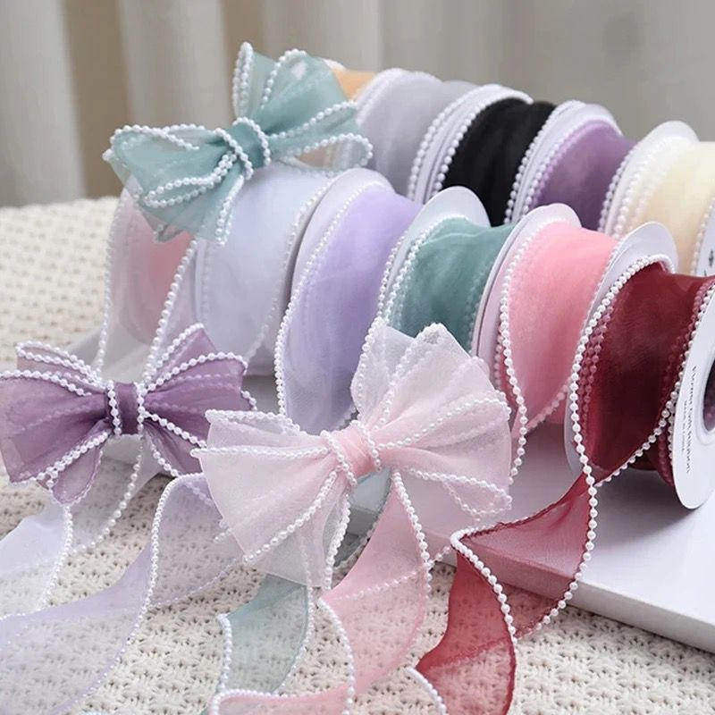 

[PER GLG] Pita Fishtail Ribbon 4 cm MUTIARA - Organza Gelombang Premium Pita Buket Hampers Kado