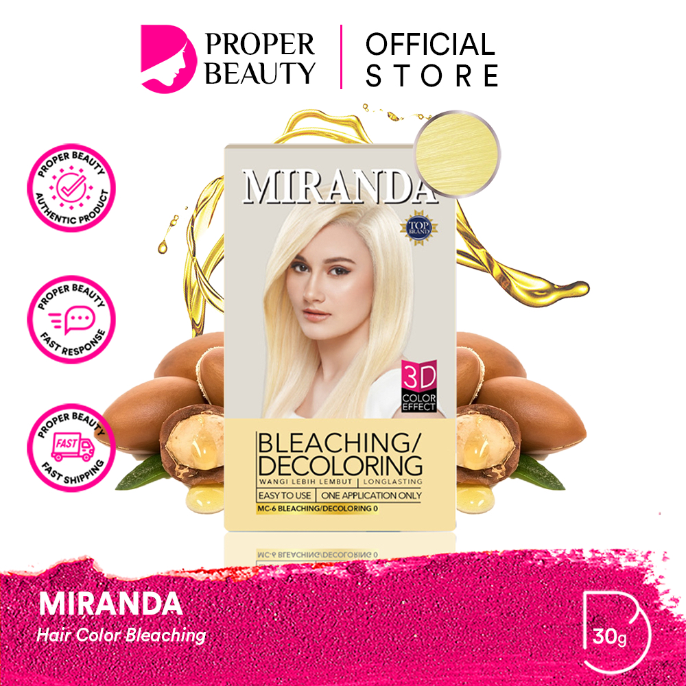 MIRANDA Hair Color Bleaching Indonesia / Cat Rambut Permanen 30g 60g / MC6 Warna Decoloring Putih / 