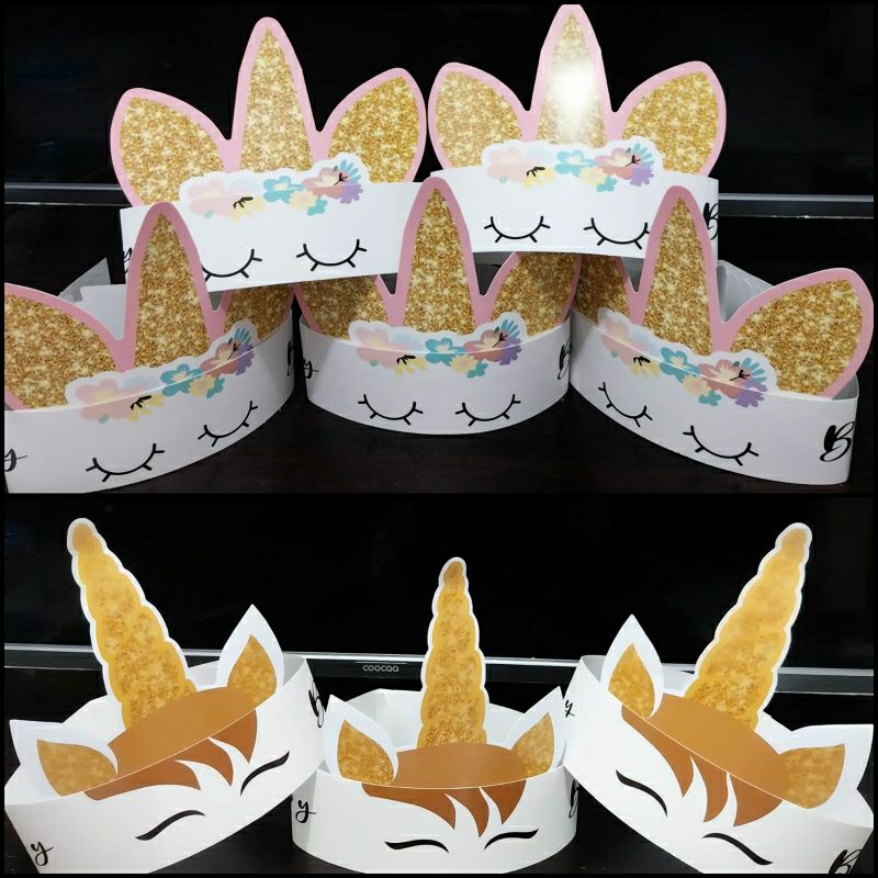 (Isi 10pcs) Topi Lingkar Mahkota / Topi Ulang Tahun /Topi Happy birthday/topi pesta/ unicorn/tayo/sp
