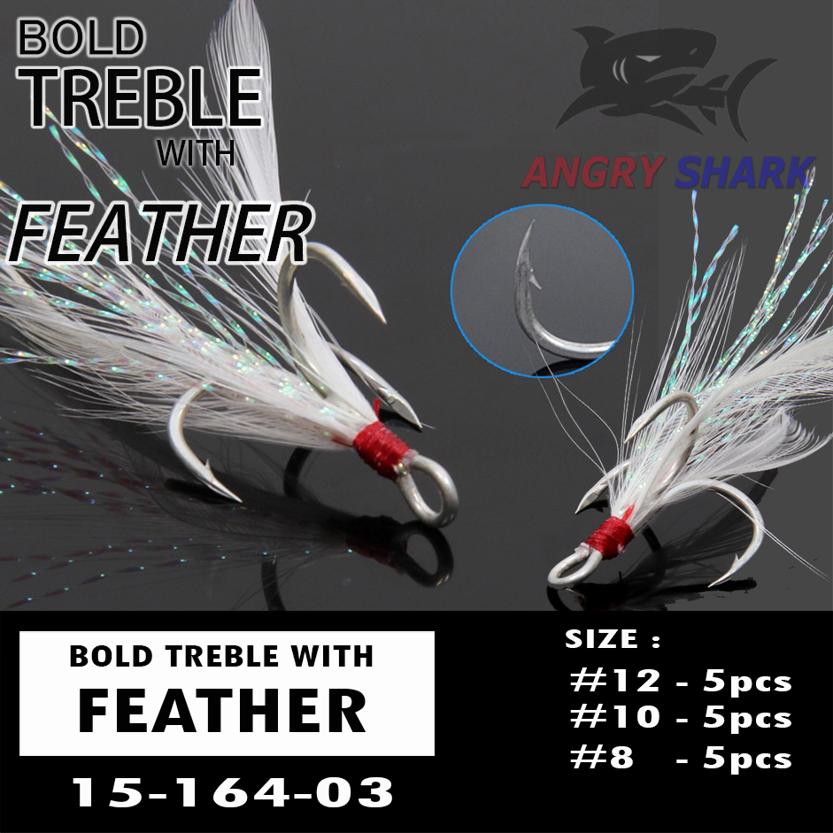 TREBLE HOOK WITH FEATHER / BOLD TREBLE HOOK FEATHER / TREBLE HOOK DENGAN BULU