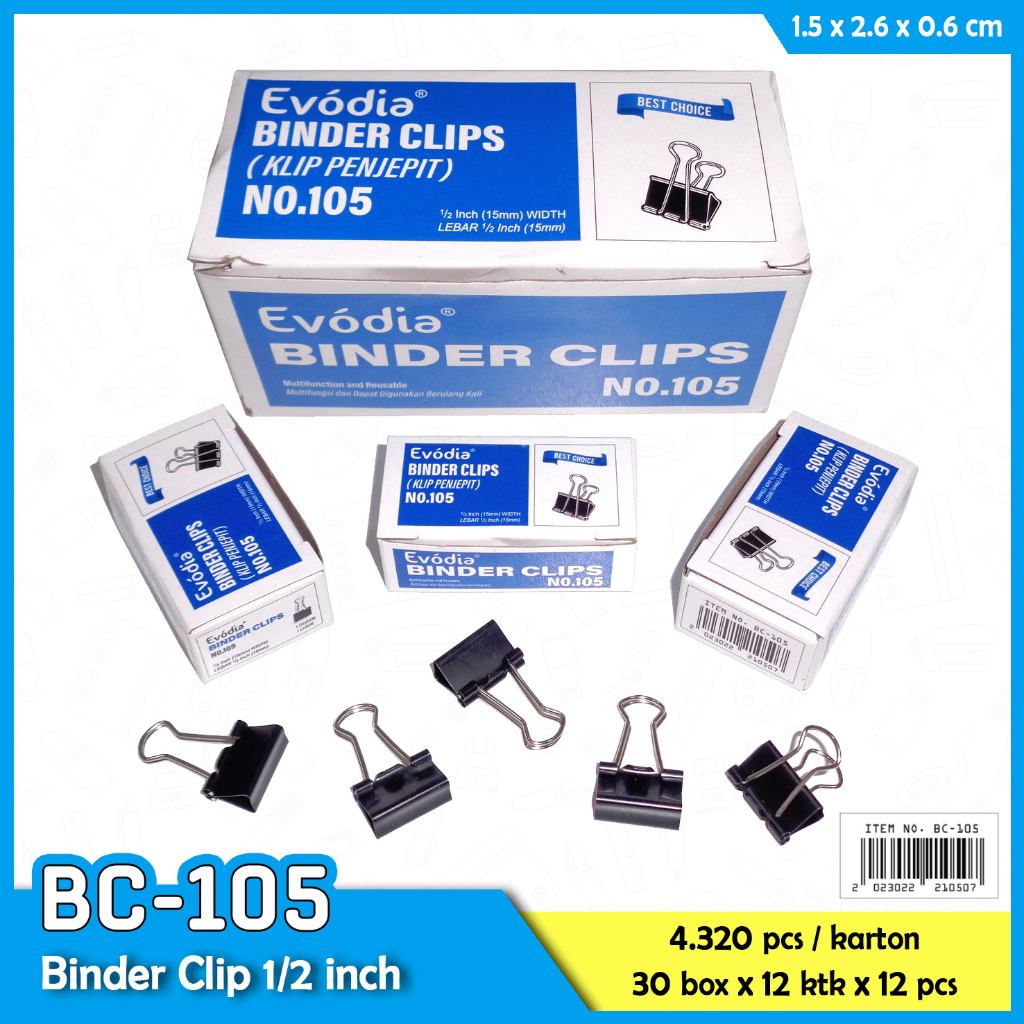 

Binder Clip 15mm EVODIA 105 (12pc)