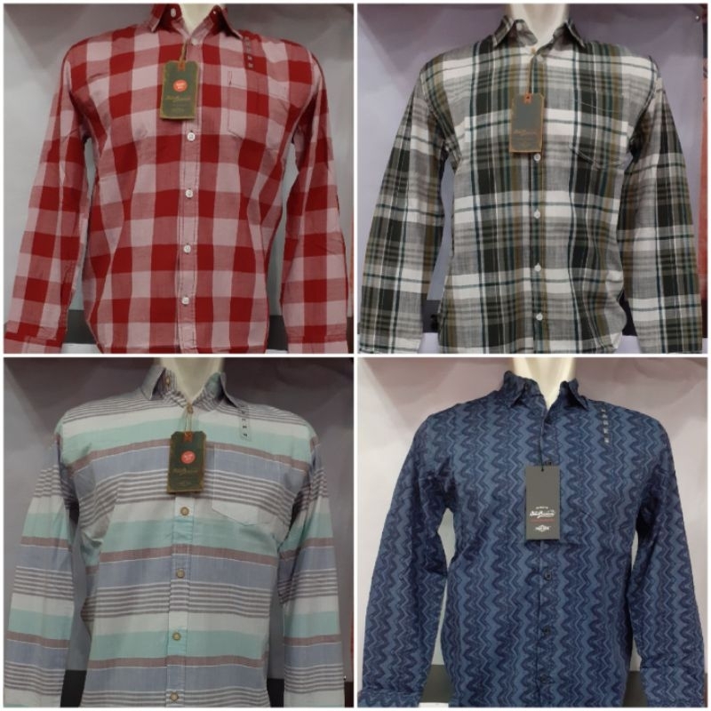 kemeja ezio premium motif kotak tangan panjang ukuran M,L,XL