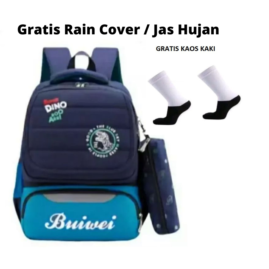 tas sekolah anak laki laki dan perempuan tk sd kelas 1-4 free kaos kaki