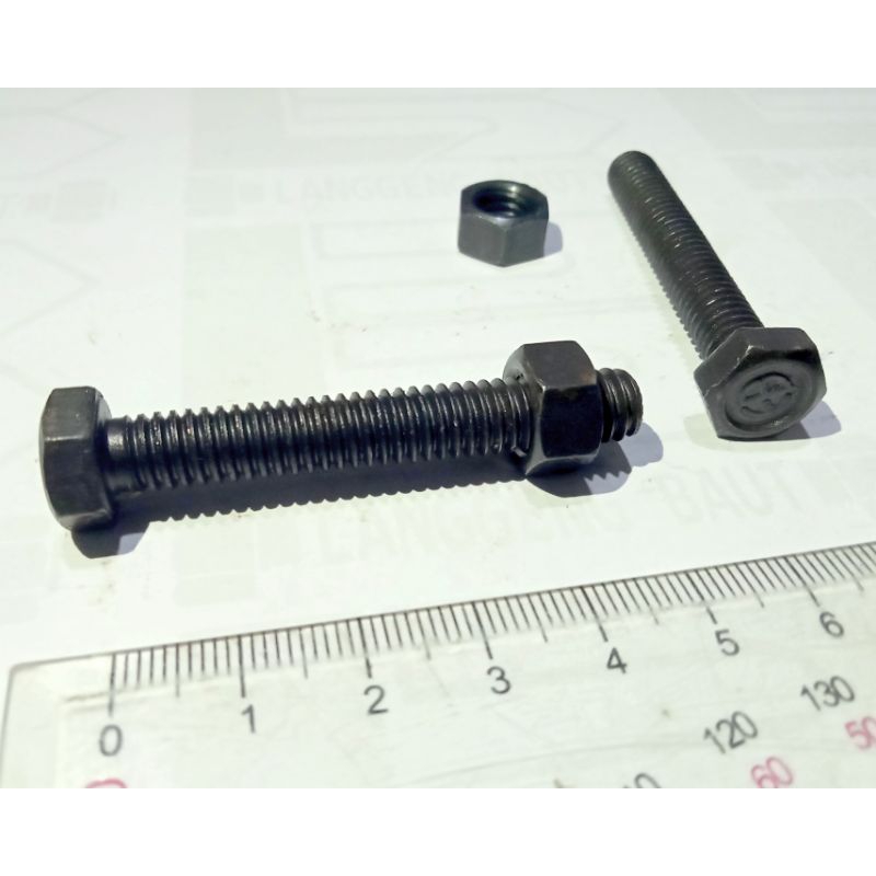Baut NC 5/16 x 2 / Kunci 12 Panjang 5cm Hitam 5/16x2