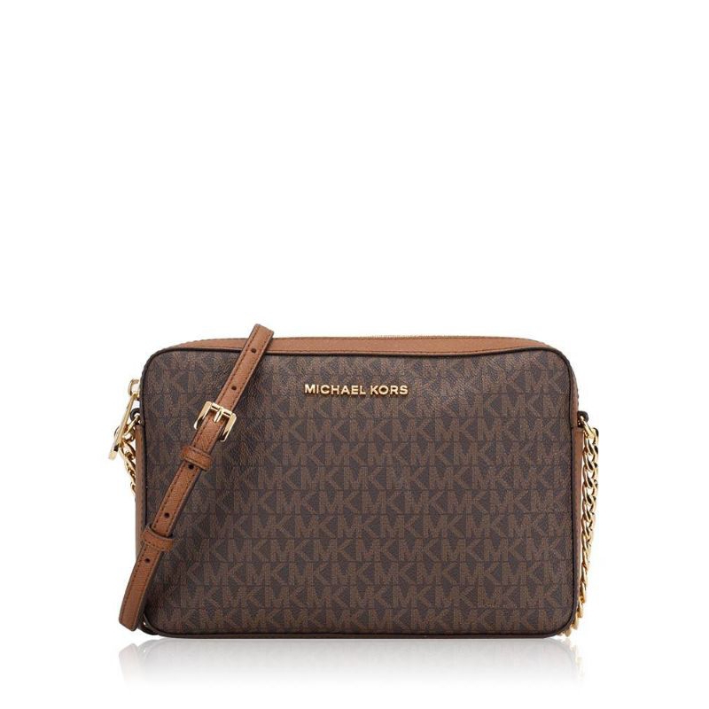 Michael Kor* Jet Set Large Crossbody Signature brown / black/ vanilla