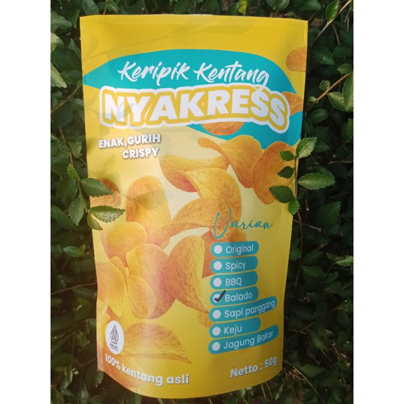

Nyakress keripik kentang 50gt Rasa Balado